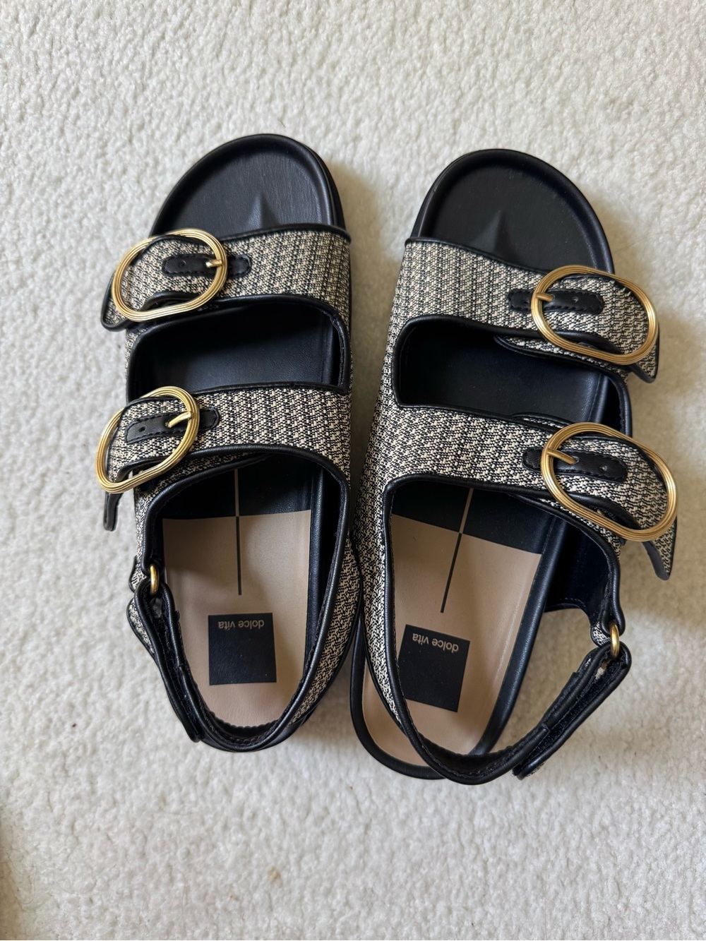 Dolce Vita Starla Black Tweed Multi-Woven Buckle Sandals-NWOT-9.5 Medium